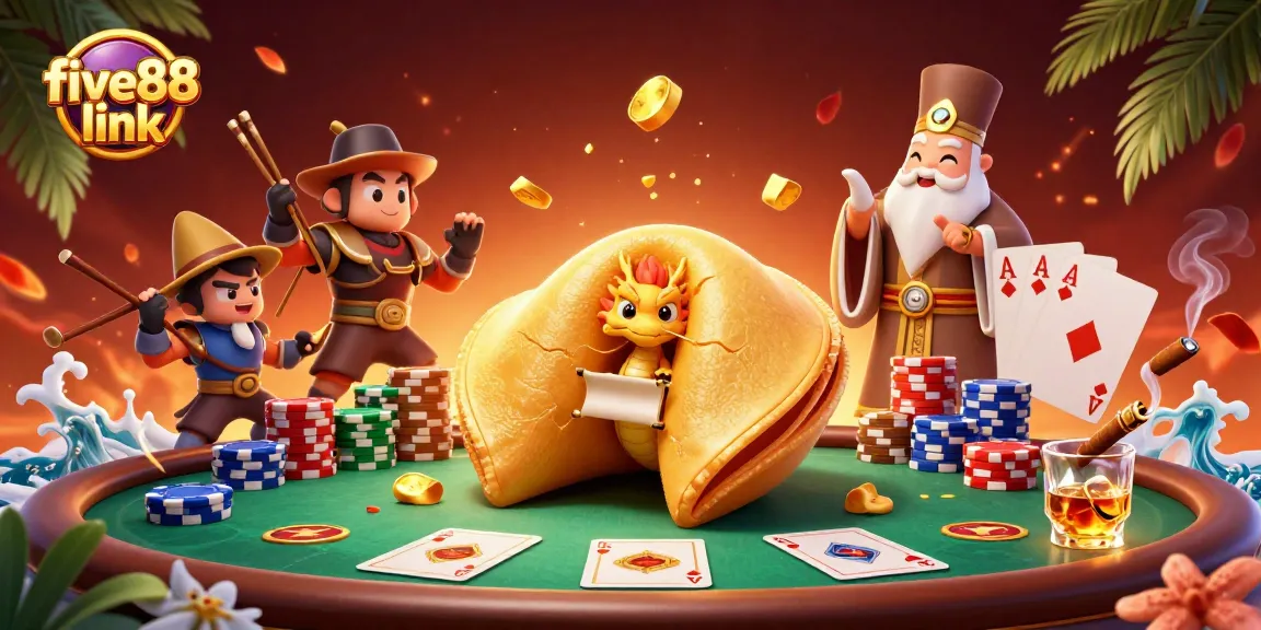 Explore the vibrant five88 link scene with poker elements and characters, enhancing your gaming experience.
