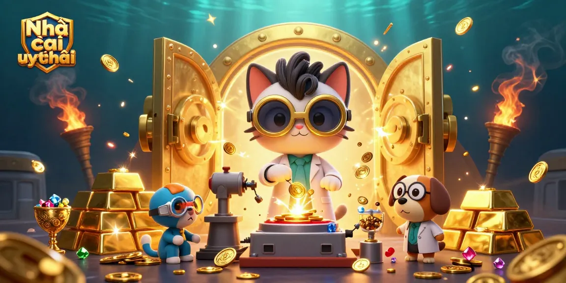 Engage with Nhà cái uy tín through thrilling gold coin games in this vibrant 3D casino scene.