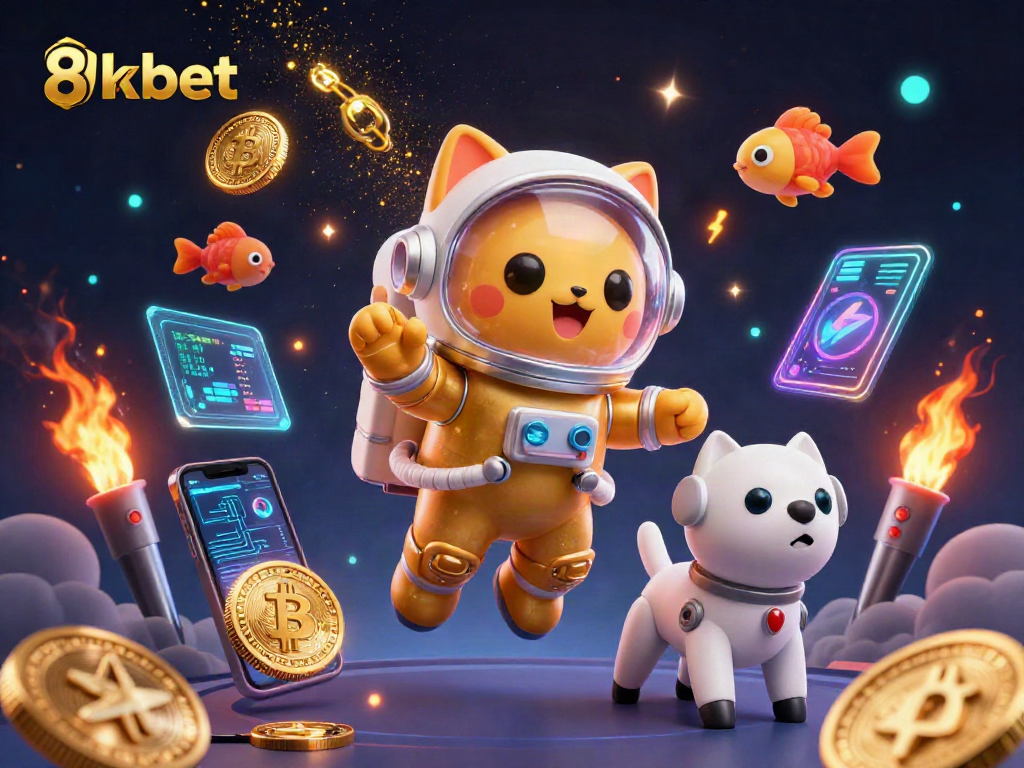 Experience thrilling gameplay with 8xbet featuring a vibrant 3D casino scene of space-themed characters.