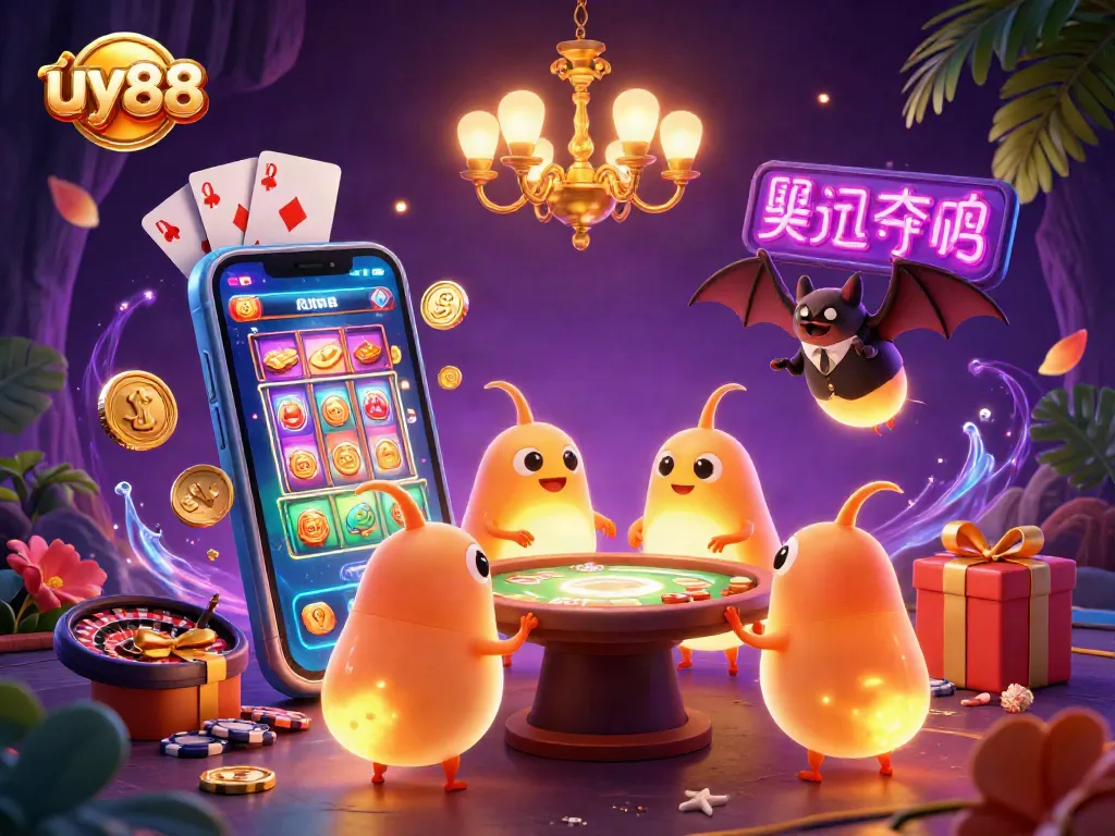 Experience thrilling gameplay at uy88 with stunning animated glowworms and captivating casino visuals.
