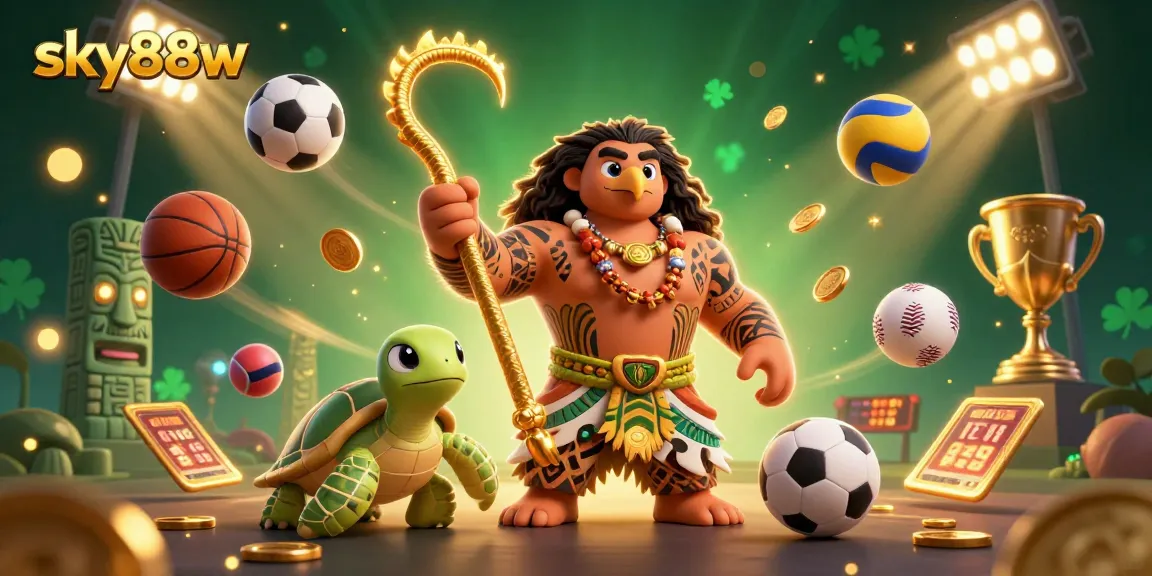 Experience thrilling bets and wins at sky88w with dynamic sports elements and glowing effects.
