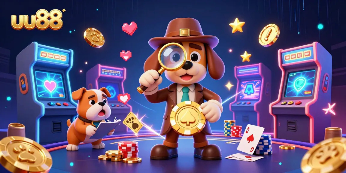 Engage with the thrilling world of uu88 casino adventures featuring a detective gathering clues with poker elements.