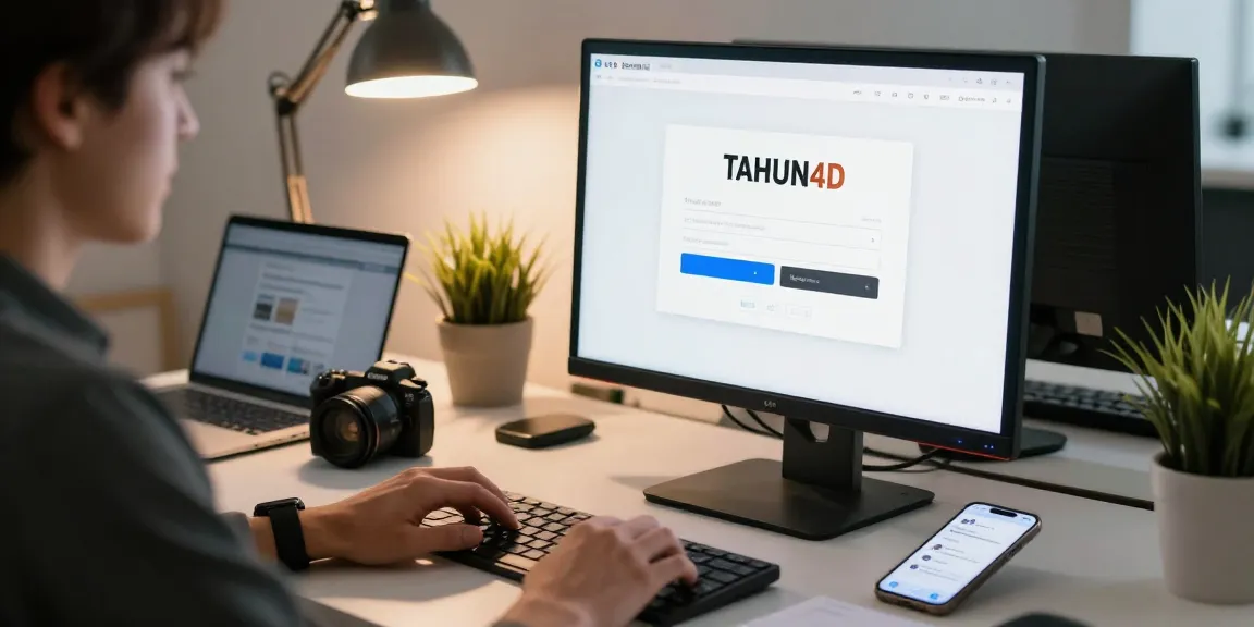 Proses tahun4d login di ruang kerja modern dengan fokus pada layar.