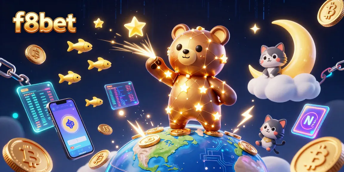 Experience exciting gameplay with F8BET in a vibrant 3D digital casino scene.
