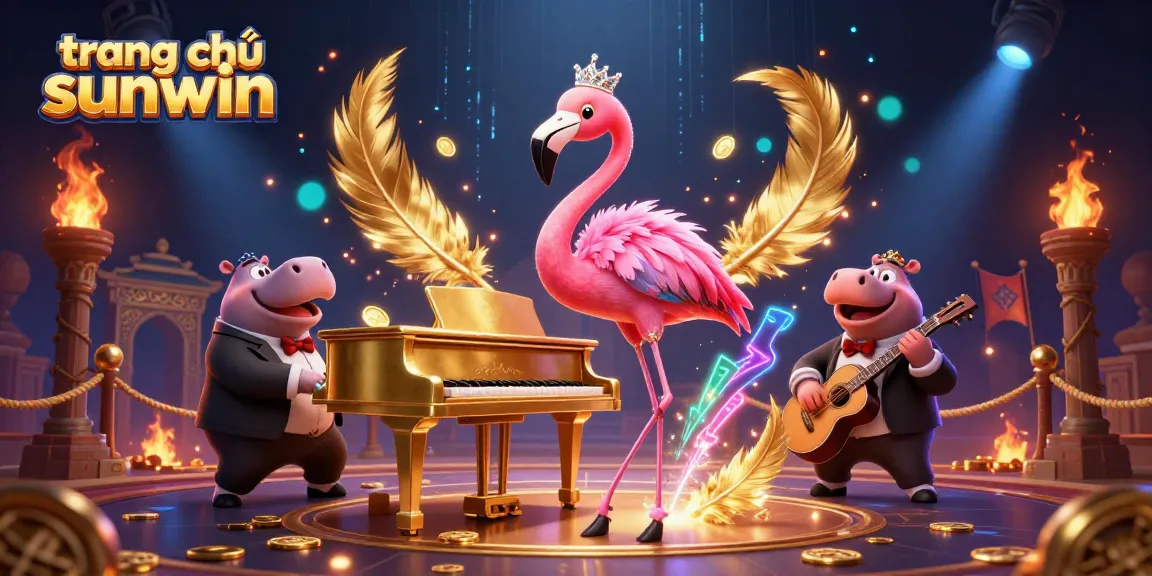 Experience the vibrant energy of trang chủ sunwin with lively flamingo and hippo characters playing in a 3D casino.