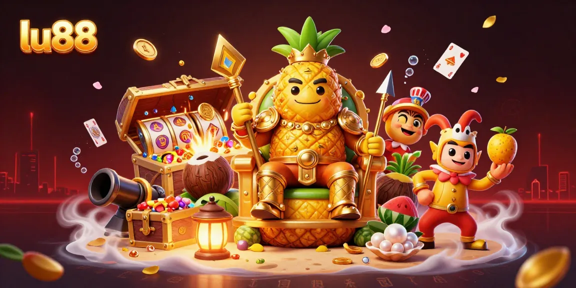 Experience thrilling gameplay with lu88 at a vibrant casino scene featuring slots and royal characters.
