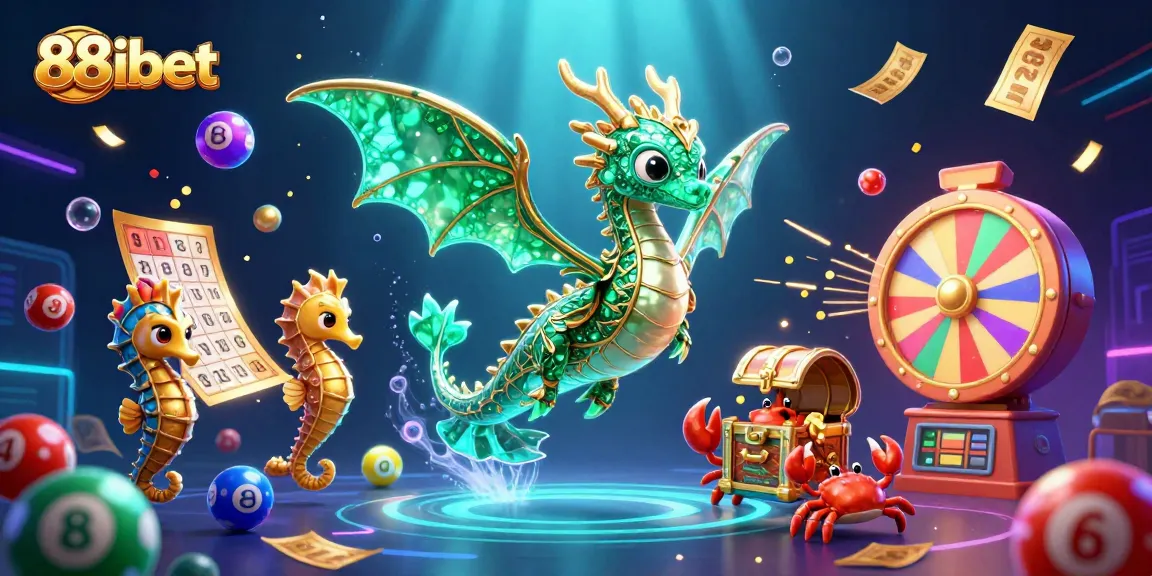 Engage in thrilling 88ibet casino games illustrated with a vibrant underwater scene, featuring dynamic lottery elements.