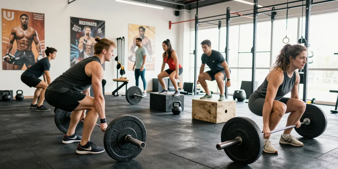 Prime Pharma Steroïden Winkel - Actieve sporters in een moderne sportschool, bezig met intensieve trainingen en fitnessapparatuur.