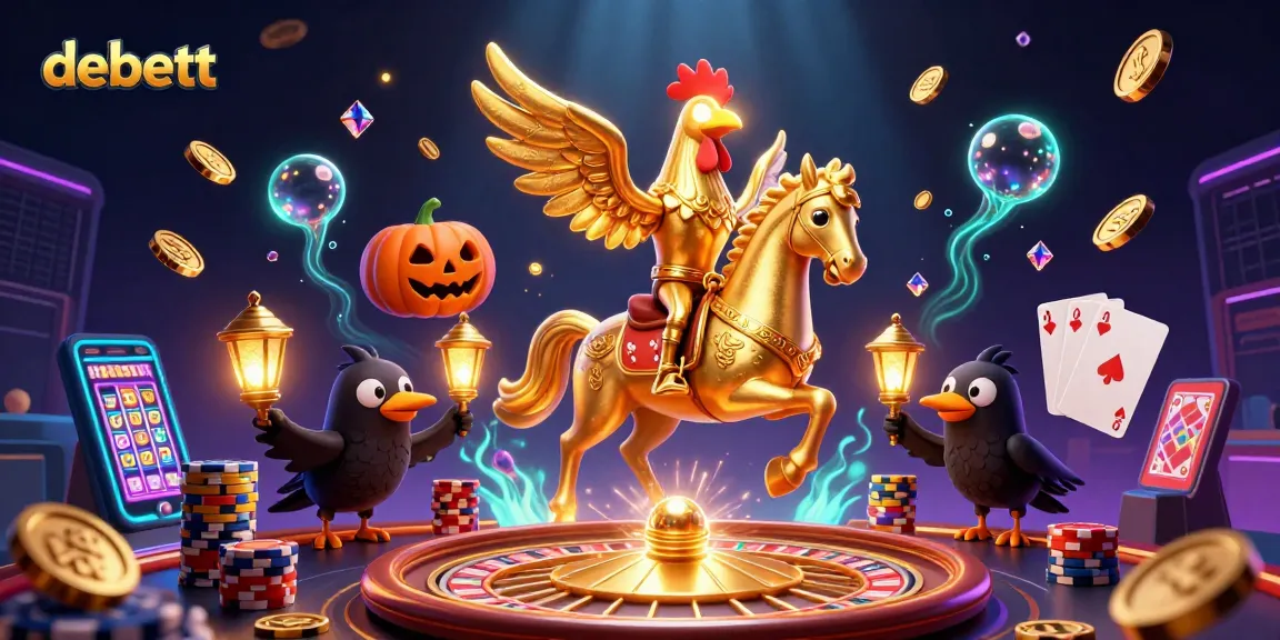 Win big at debett with a vibrant 3D casino scene filled with golden coins and thrilling gameplay.