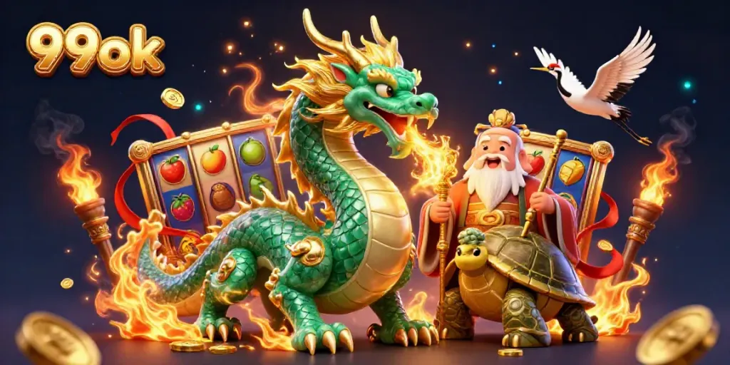 Engage with the 99ok dragon and turtle sage in a vibrant online casino atmosphere.