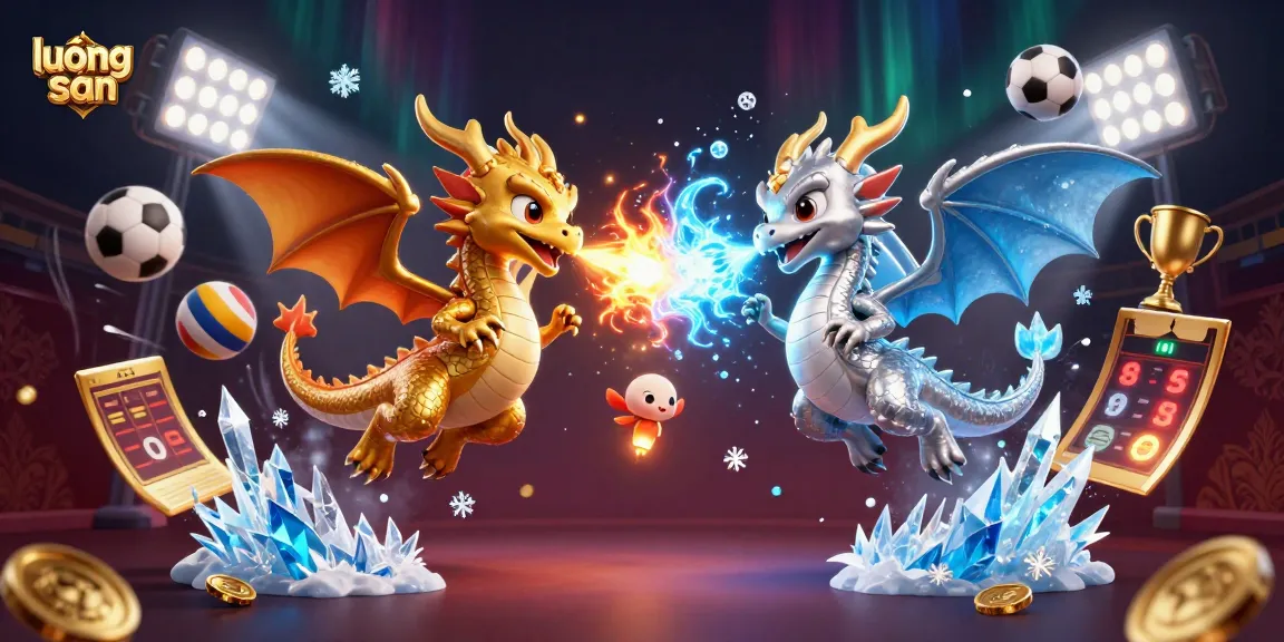 Wager on lương sơn in a dynamic fantasy scene featuring dragons and sports elements.