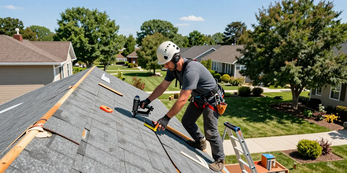 Professional roofing services by dakdekker den haag on a sunny day, showcasing roof work.