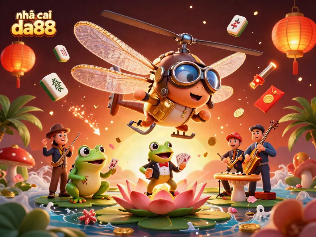 Engage with games at nhà cái da88 in a vibrant 3D casino scene featuring unique characters and elements.