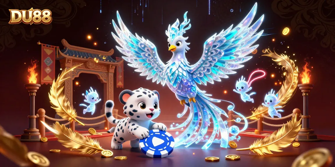 Experience thrilling gameplay at DU88 with an ice phoenix, poker chip, and enchanting sprites.