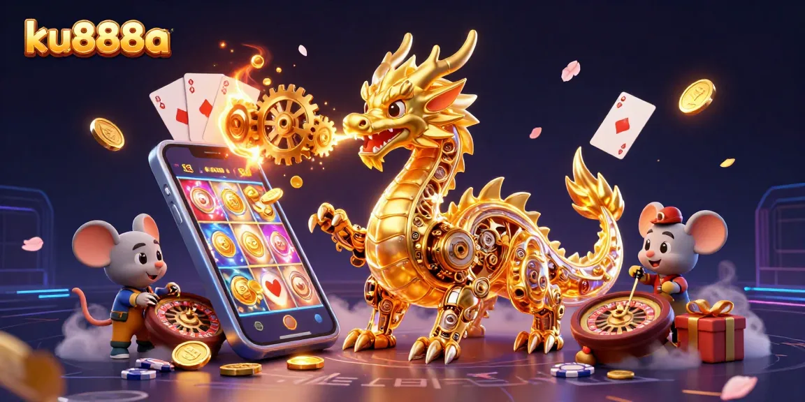 Experience thrilling gaming adventures with ku888a at this vibrant casino scene, showcasing dynamic 3D elements.