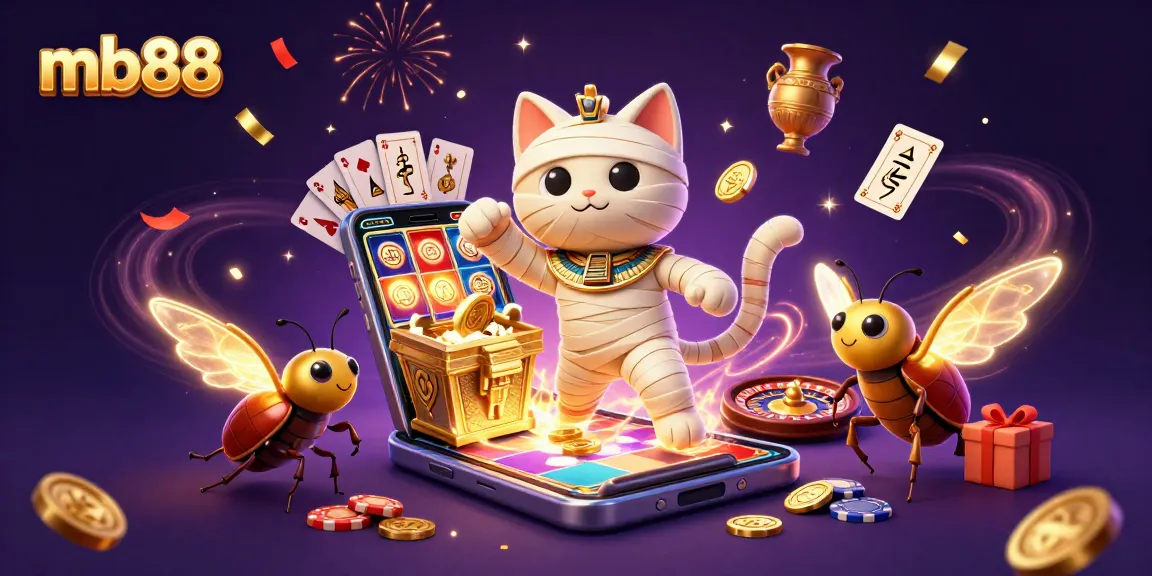 Chơi mb88 với mèo xác ướp kỳ bí trong sòng bạc kim tự tháp đầy màu sắc.