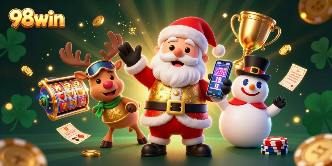 Experience exciting jackpots with 98win through this vibrant casino-themed illustration.