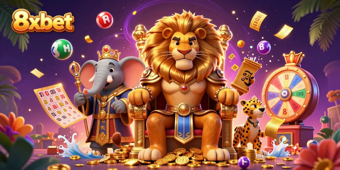 Experience the thrill of 8xbet with vibrant lottery elements and casino characters in action