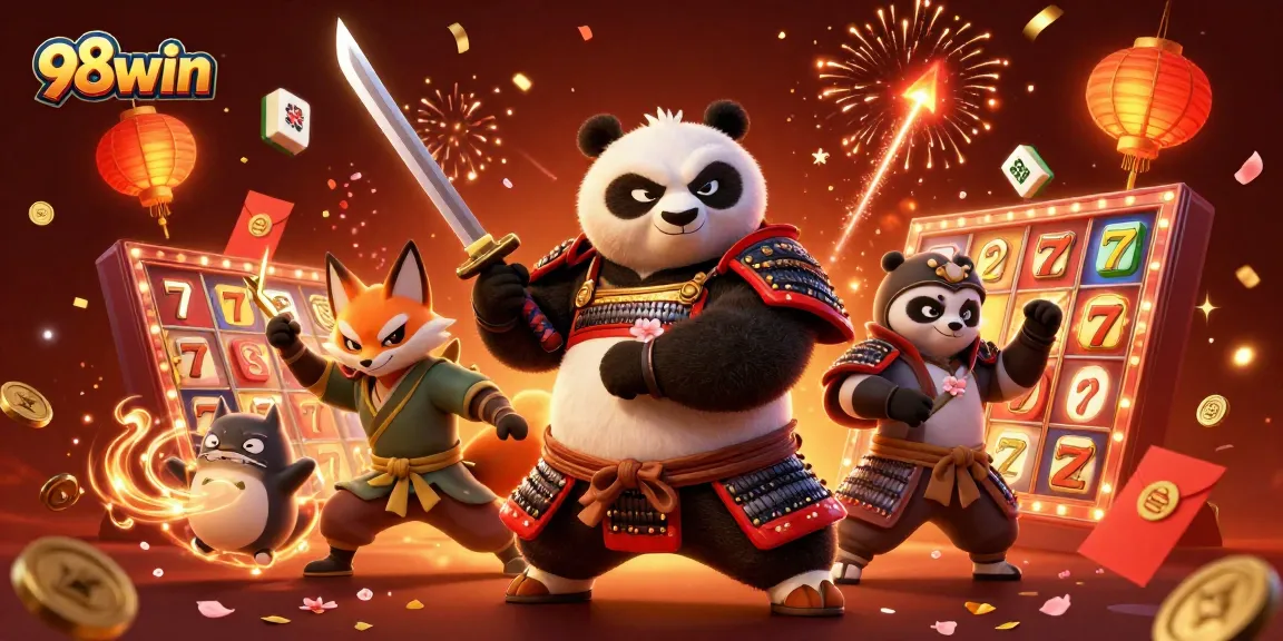 Engage in exciting gameplay with 98win at a thrilling online casino showcase featuring vibrant characters and dynamic elements.
