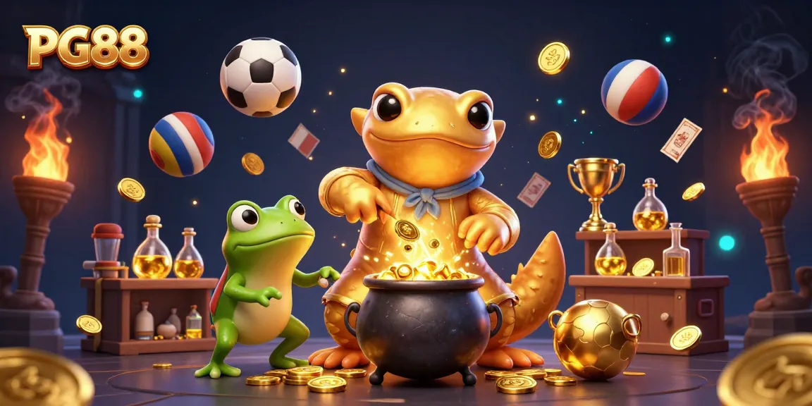 Experience golden wins at PG88 while enjoying dynamic sports betting excitement in a vibrant illustration.