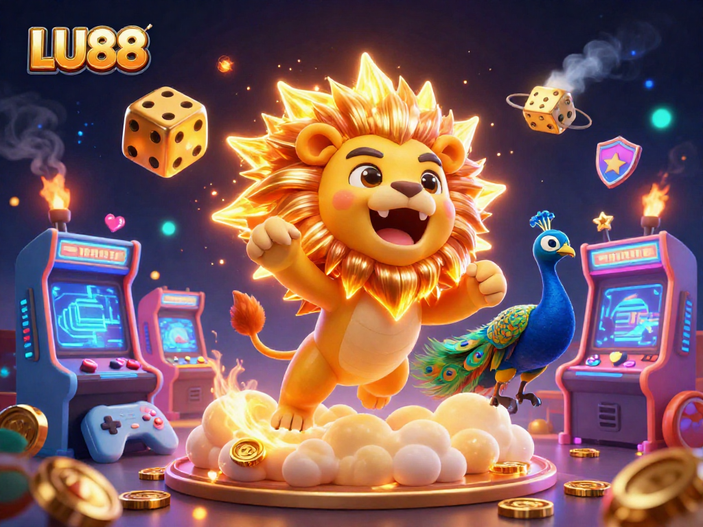 Experience thrilling gameplay with LU88's vibrant 3D casino scene featuring golden elements.