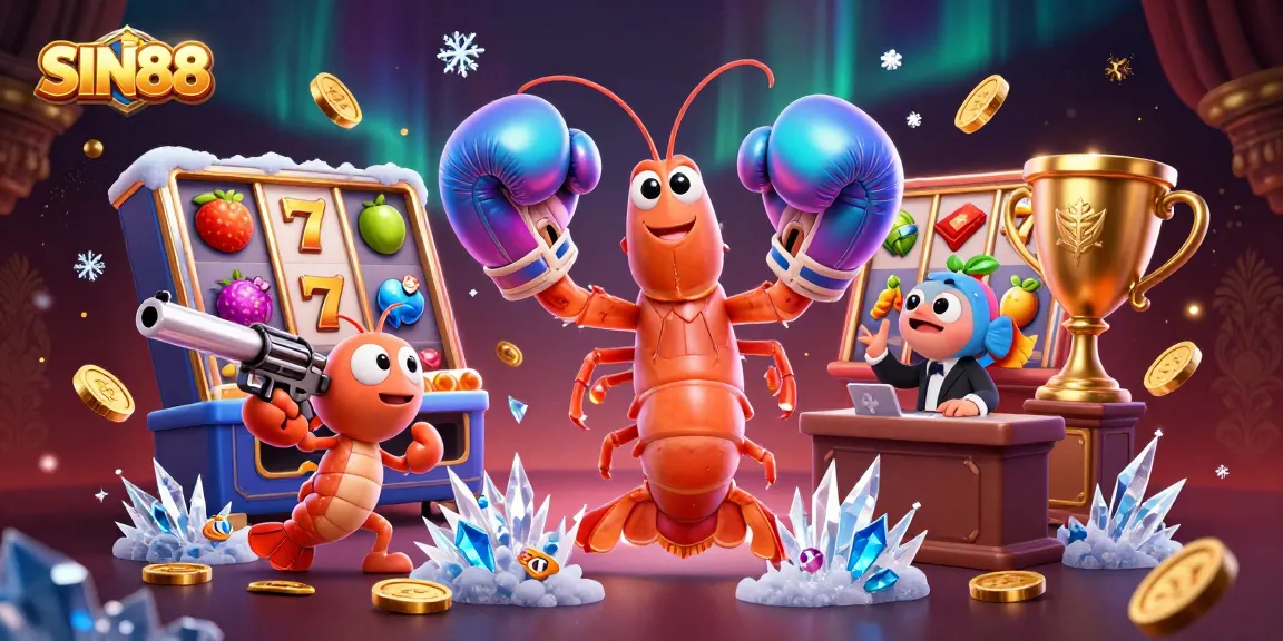 SIN88 showcases an ultra-detailed 3D illustration with vibrant casino elements, highlighting animated jackpots and exciting gameplay.