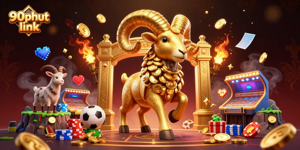 Engage in the thrilling world of sports betting with 90phut link, showcasing a dynamic 3D illustration filled with immersive visuals.