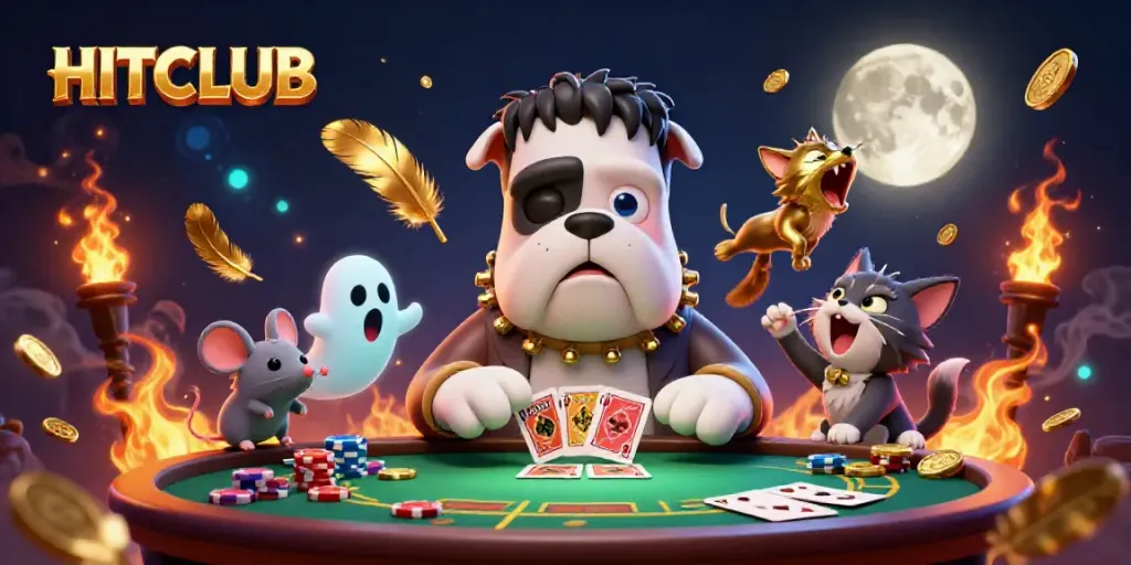 Experience thrilling gameplay with HITCLUB's lively casino scene featuring unique characters and dynamic elements.