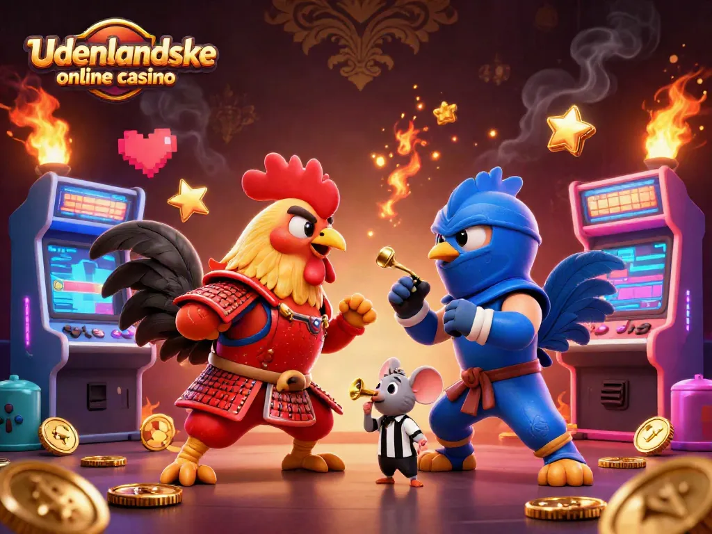 Experience intense gameplay at udenlandske online casino with 3D fighting roosters and dynamic gaming elements.