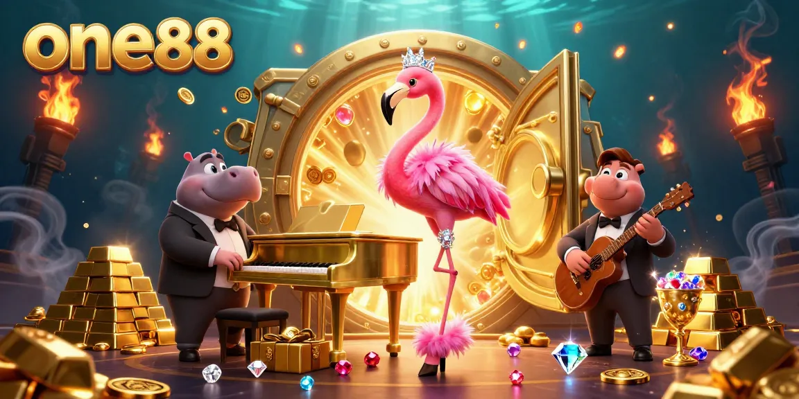 Engage in thrilling action with one88 at a dynamic gaming scene featuring vibrant casino characters.