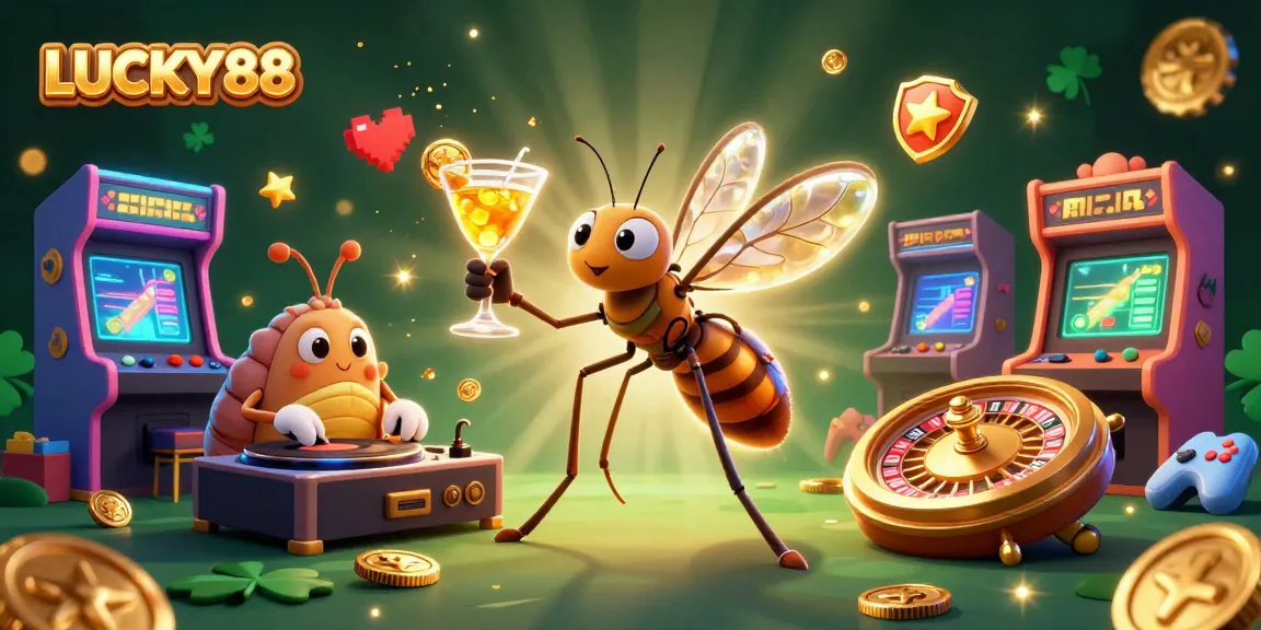 Engage with LUCKY88 as a whimsical 3D scene brings casino characters and gaming elements alive.