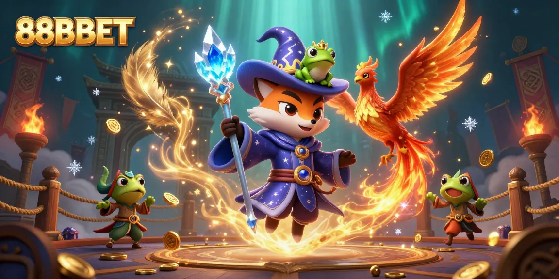 Engage in thrilling gameplay at 88BBET with mystical characters and vibrant casino scenes.