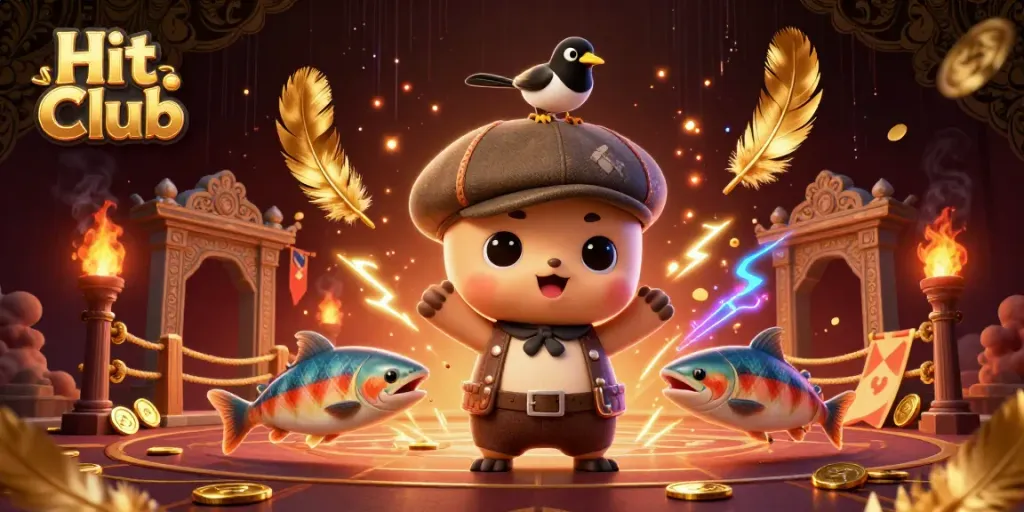 Experience the excitement of Hit Club with vibrant characters and dynamic gambling elements.