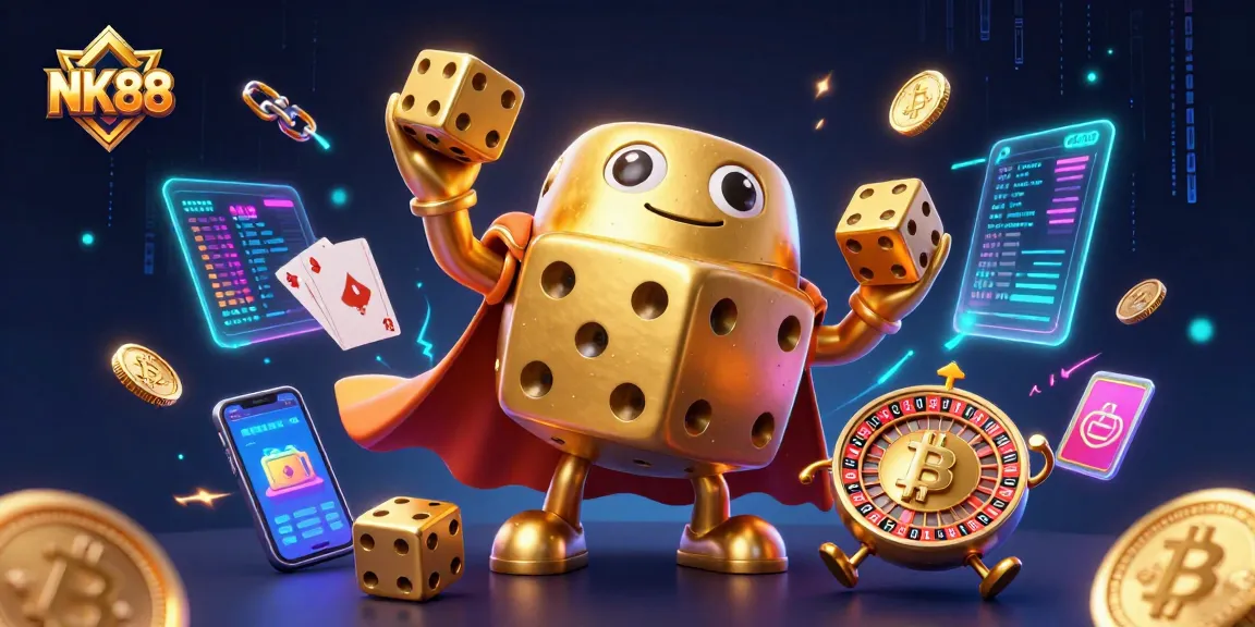 Navigating NK88's captivating casino realm with stunning 3D characters and dynamic crypto elements.