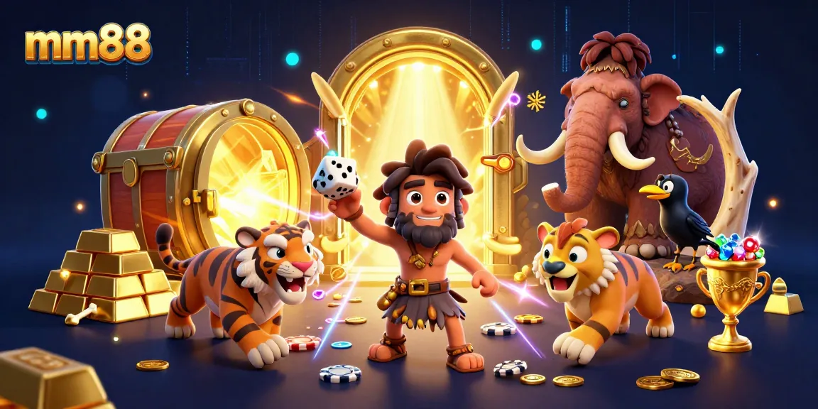 Play exciting casino games with mm88, featuring dynamic characters in a rich gambling setting.