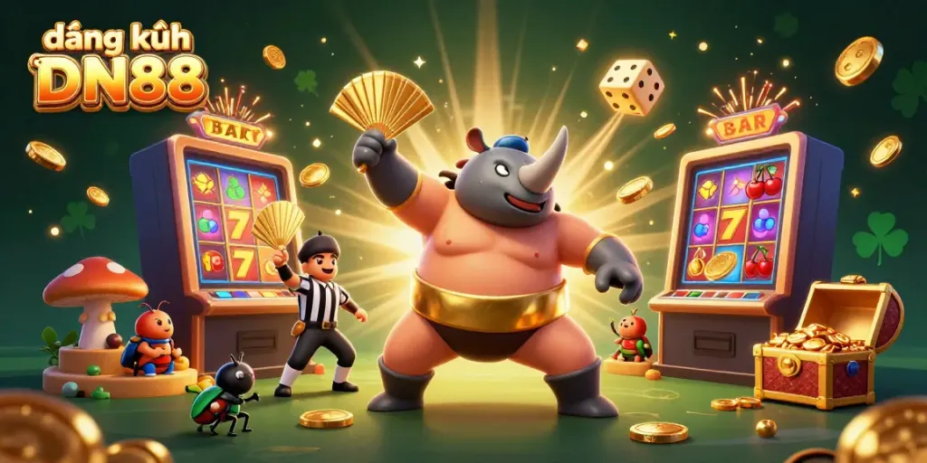 Experience the excitement of đăng ký DN88 with a thrilling 3D casino scene full of action.