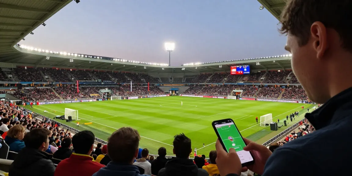 bj88-vnd - Live betting scene featuring match odds and sports analysis in a vibrant football stadium