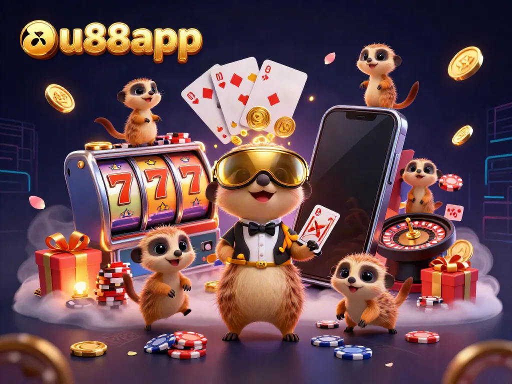 Engage in thrilling gaming at au88app featuring meerkat dealers, lucky slot reels, and vibrant casino action.