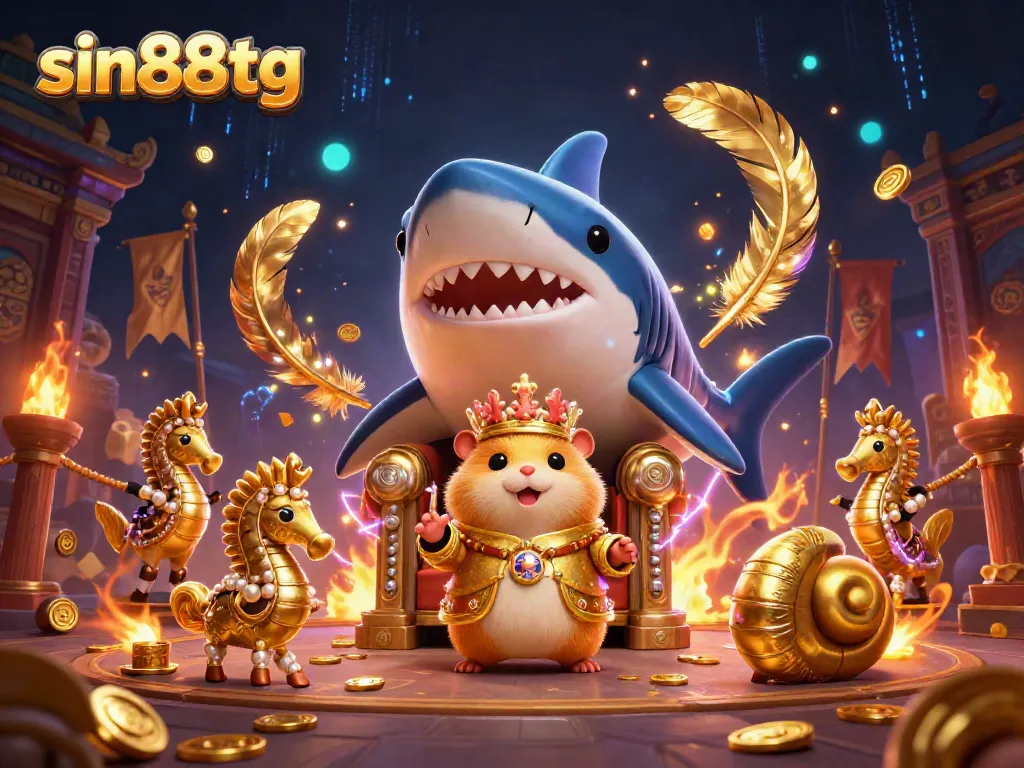 Experience thrilling wins at sin88tg with an epic golden hamster king and vibrant casino elements.