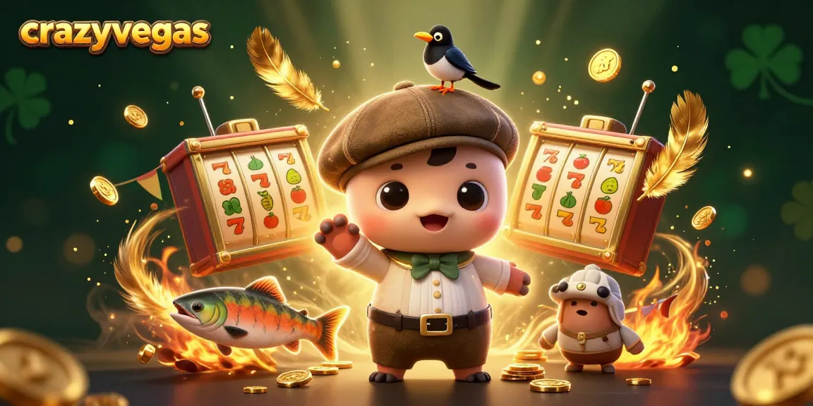 Enjoy thrilling spins with crazyvegas in a vibrant casino scene featuring adorable characters.