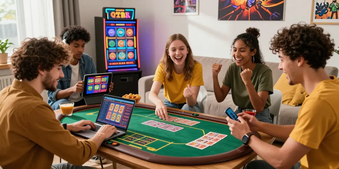 Exciting online gaming experience with young adults enjoying Sun win games in a cozy living room.