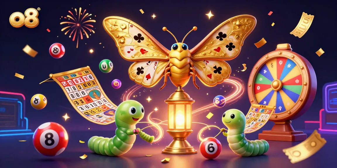 Experience the thrill of o 8 as a majestic moth oversees a vibrant casino scene filled with lively lottery balls and festive energy.