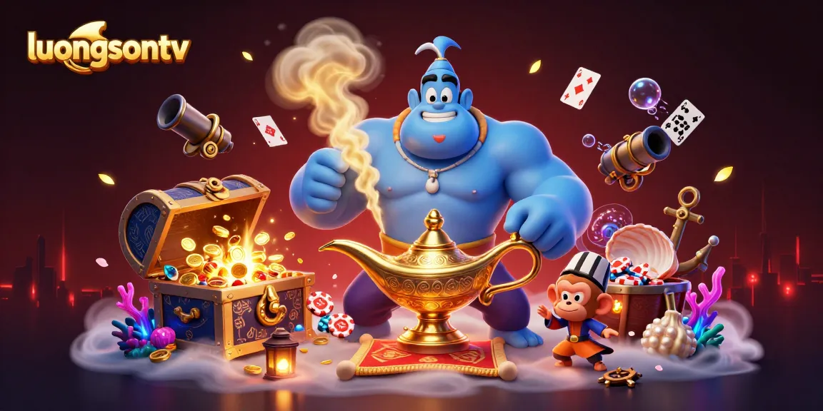 Experience thrilling gameplay with luongsontv in a packed casino illustration featuring vibrant characters and rich detail.
