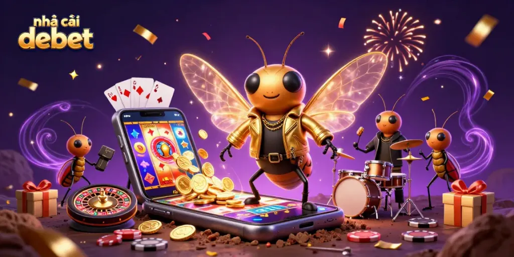 Experience thrilling gameplay at nhà cái debet with a vibrant casino scene illustrated.