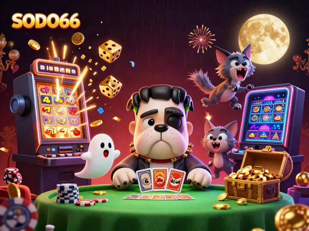 Experience thrilling card games with SODO66's vibrant character scene in an engaging casino setting.
