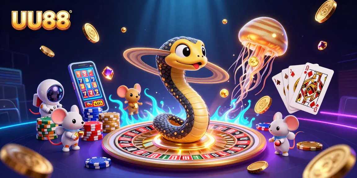 Experience thrilling betting with UU88's cosmic casino scene featuring vibrant games.
