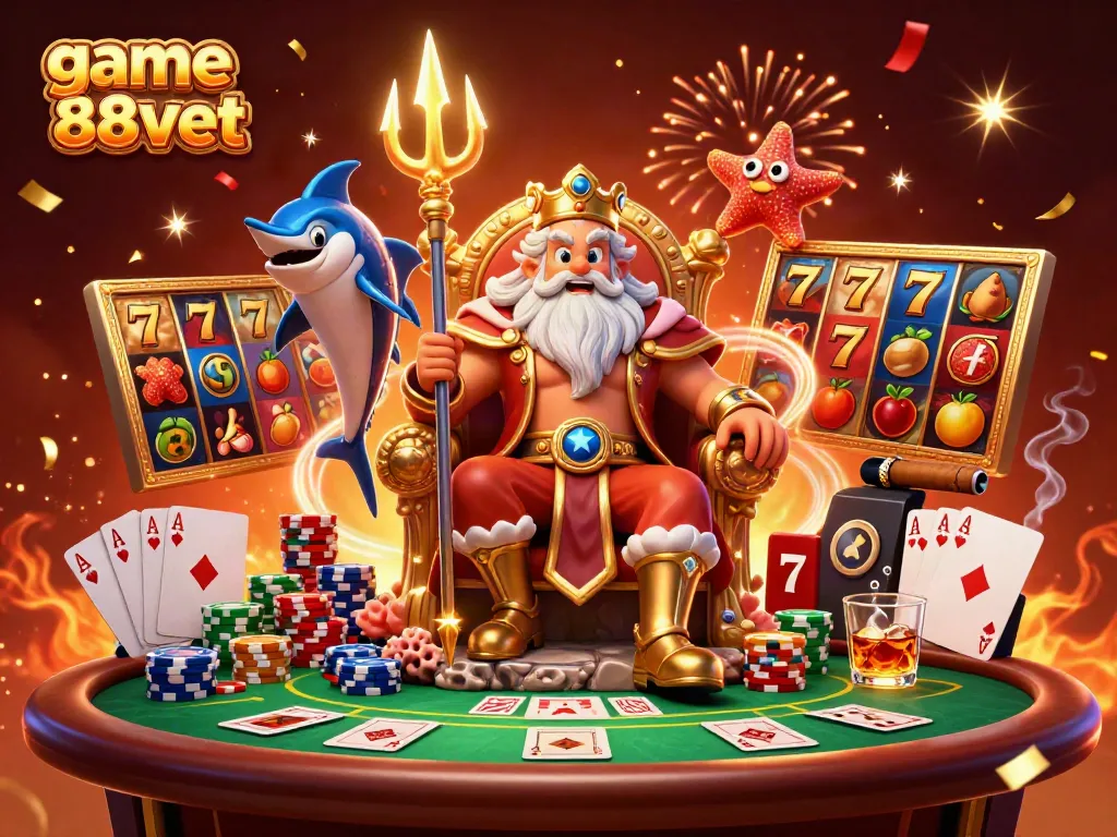 Experience the excitement of game 88vbet with Neptune and vibrant casino elements for an engaging visual.