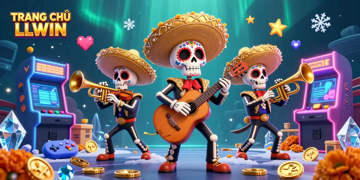 Engage with TRANG CHỦ LLWIN’s vibrant gaming atmosphere, featuring lively skeleton mariachi characters.