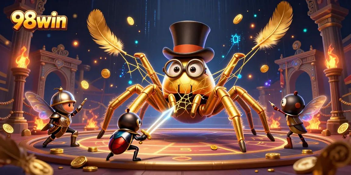 Experience the thrill of 98win with vibrant 3D casino characters engaging in an epic showdown.