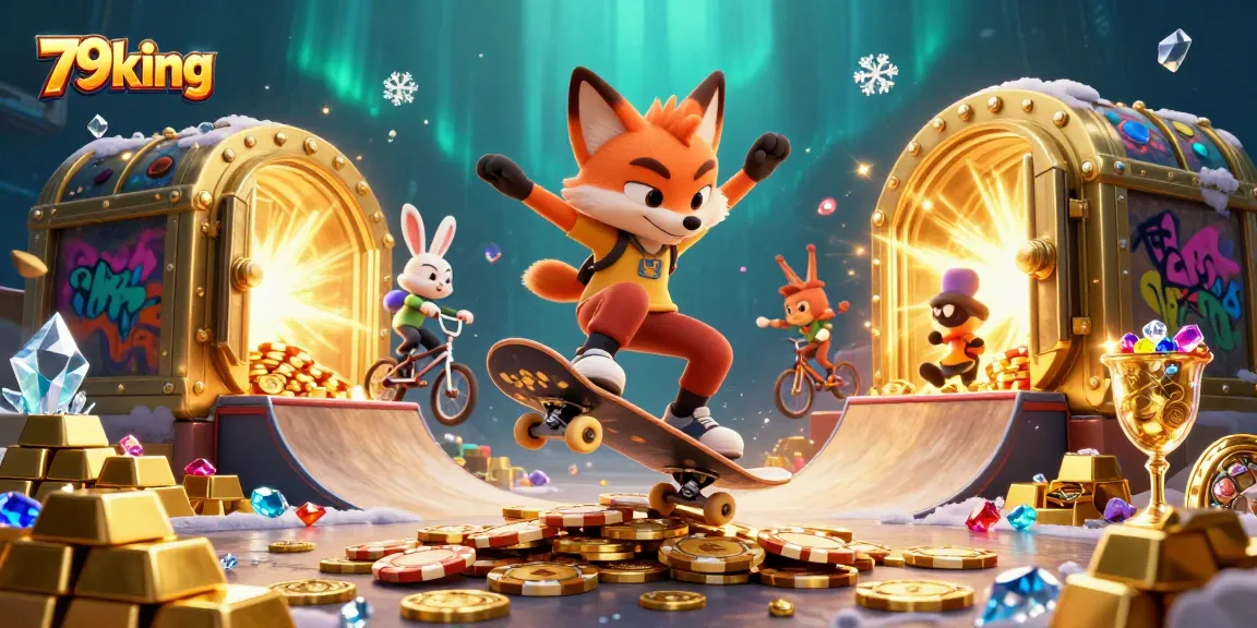 Experience the excitement of winning big with 79king in this vibrant casino-themed illustration.
